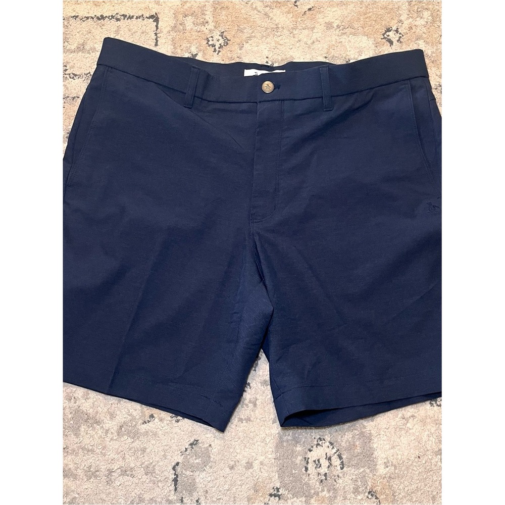 Original Penguin Navy Flat-Front Athletic Dress Shorts Golf Men 36